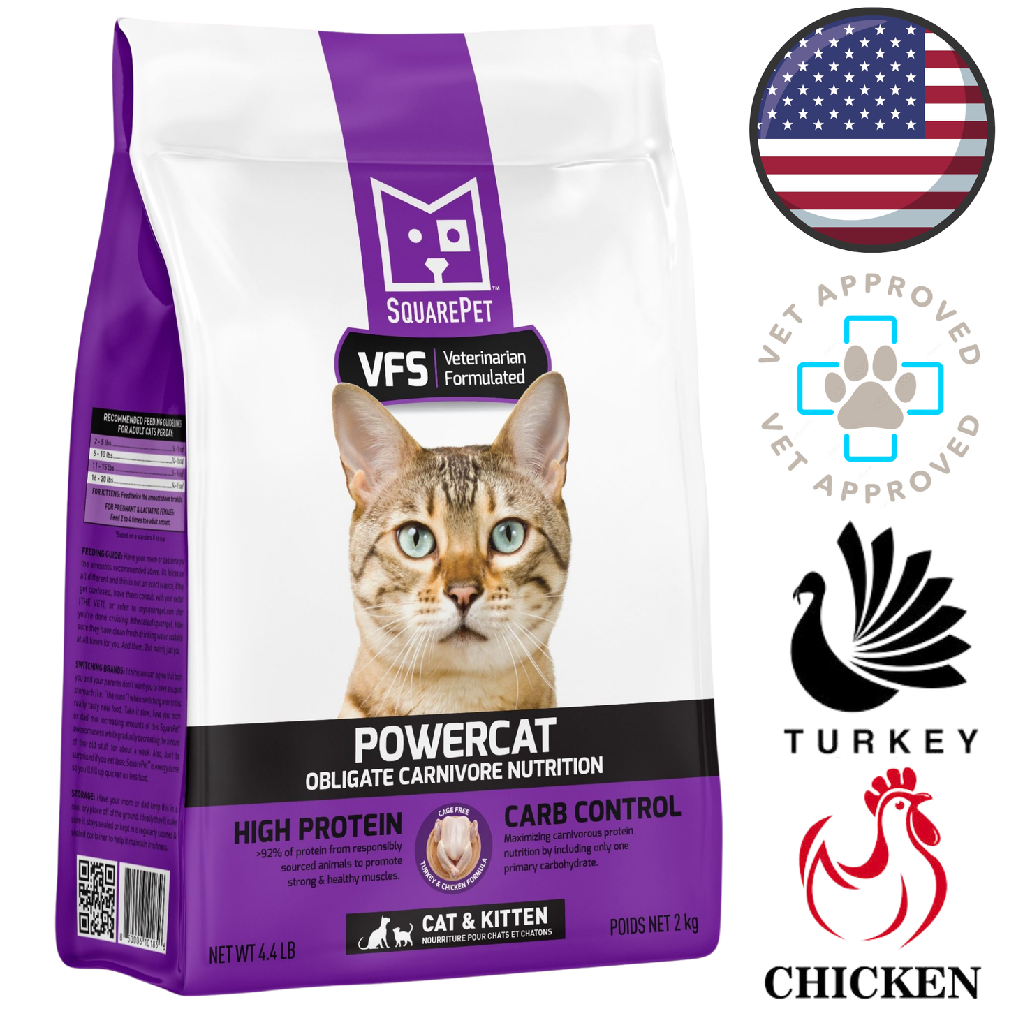 SquarePet - Feline Turkey & Chicken Dry Cat Food