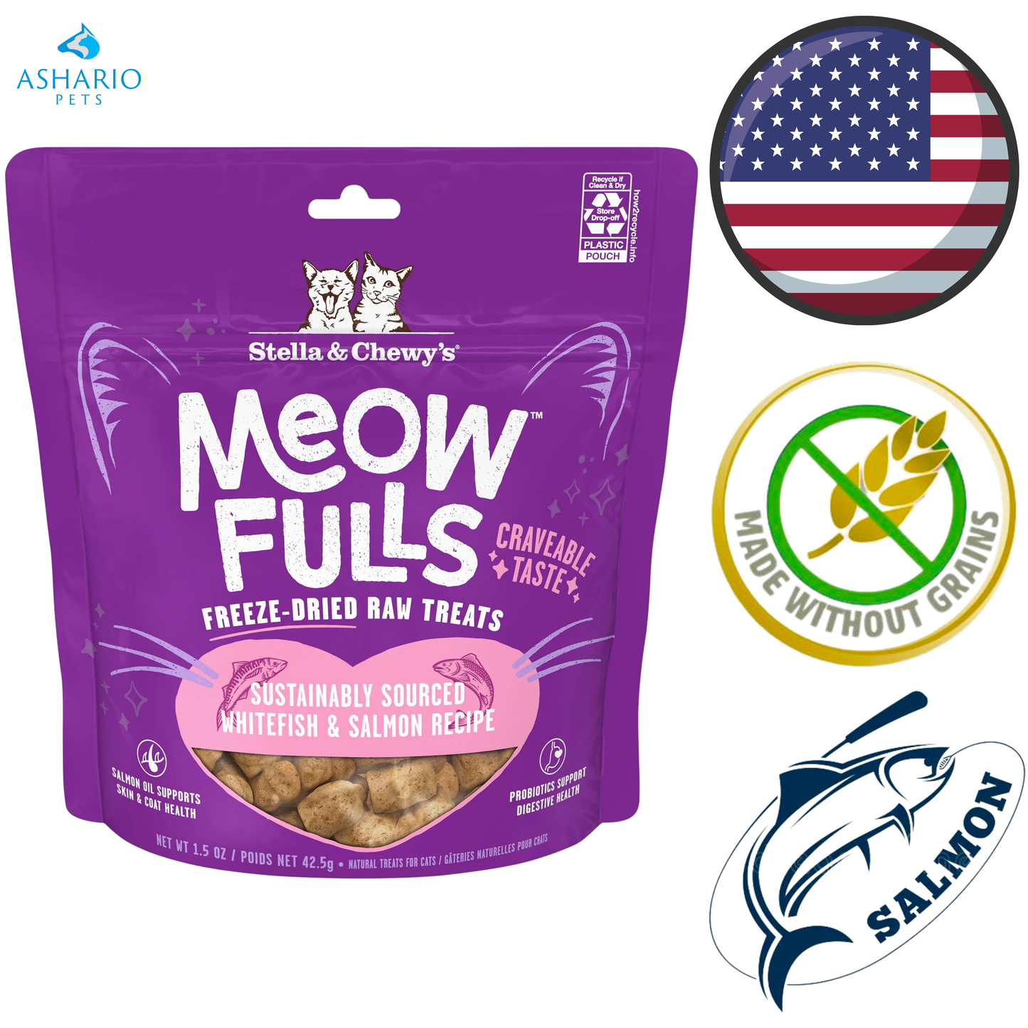 Stella & Chewy's - Meowfulls Whitefish & Salmon Freeze Dried Cat Treats