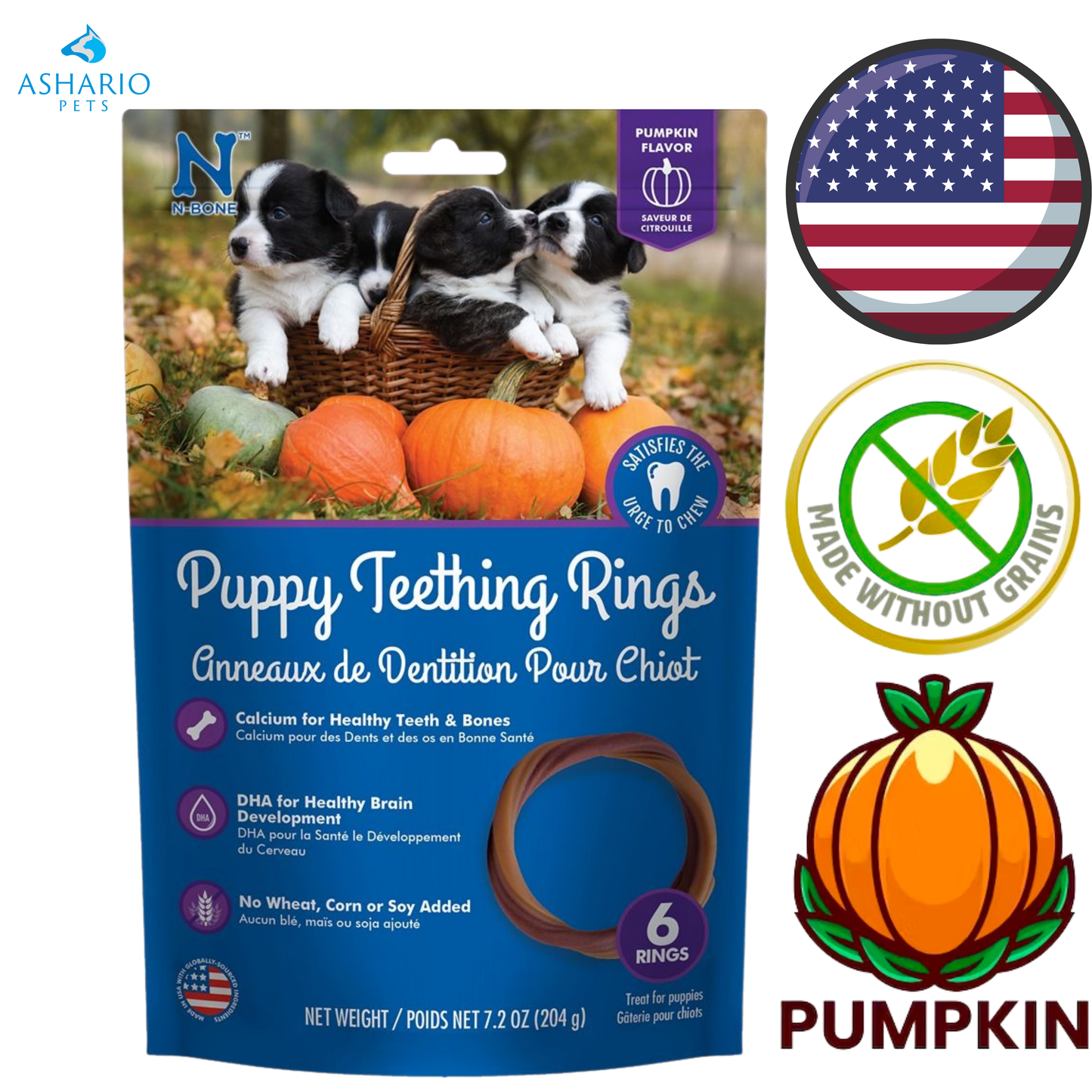NPIC - Puppy Pumpkin Flavour Teething Rings