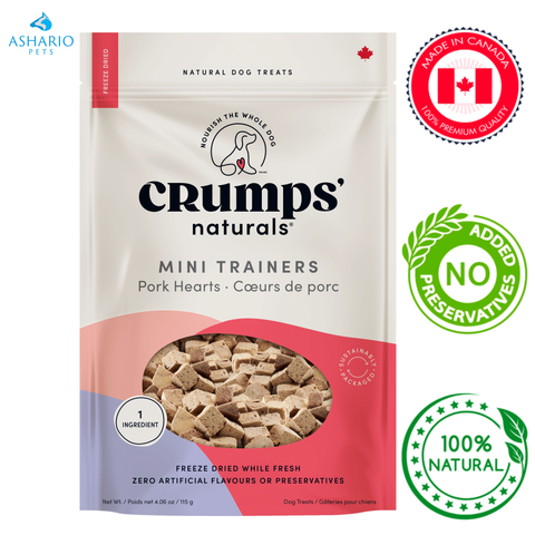 Crumps' Natural - Freeze Dried Pork Hearts Mini Trainers Dog Treats