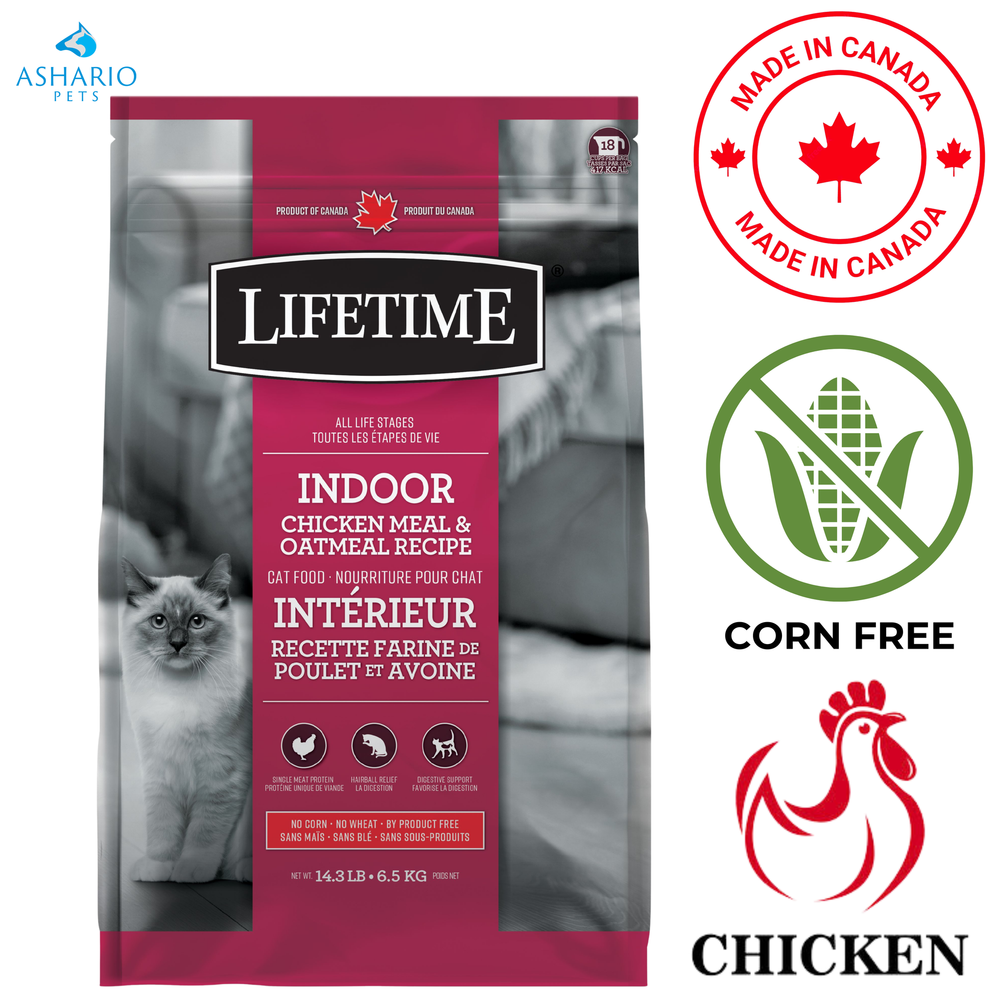 Lifetime - Indoor Chicken & Oatmeal Dry Cat Food — view 2