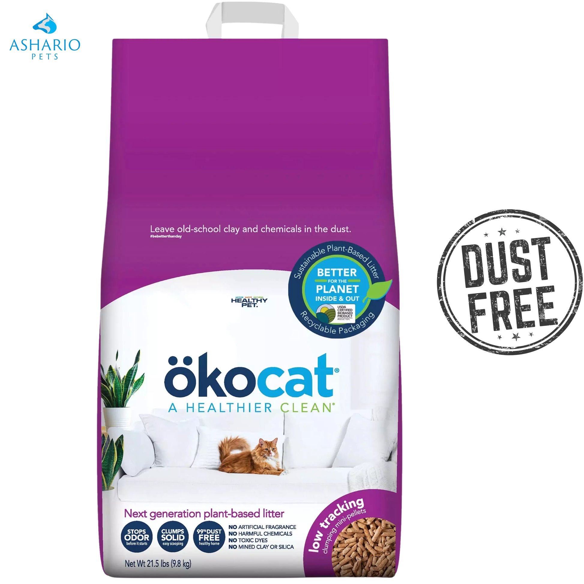 Okocat - Natural Wood Low Tracking Cat Litter — view 2
