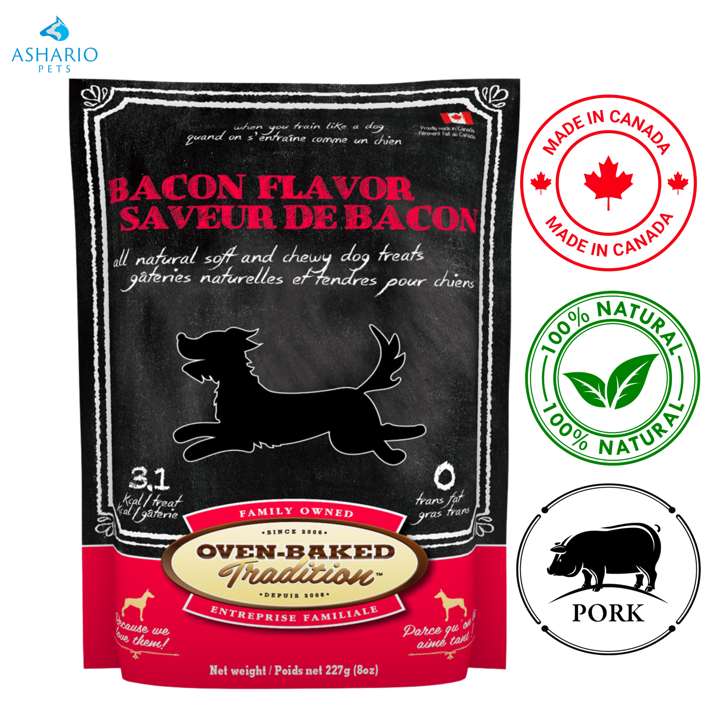 Tradition au four – Friandises pour chiens au bacon sans céréales – 454 grammes
