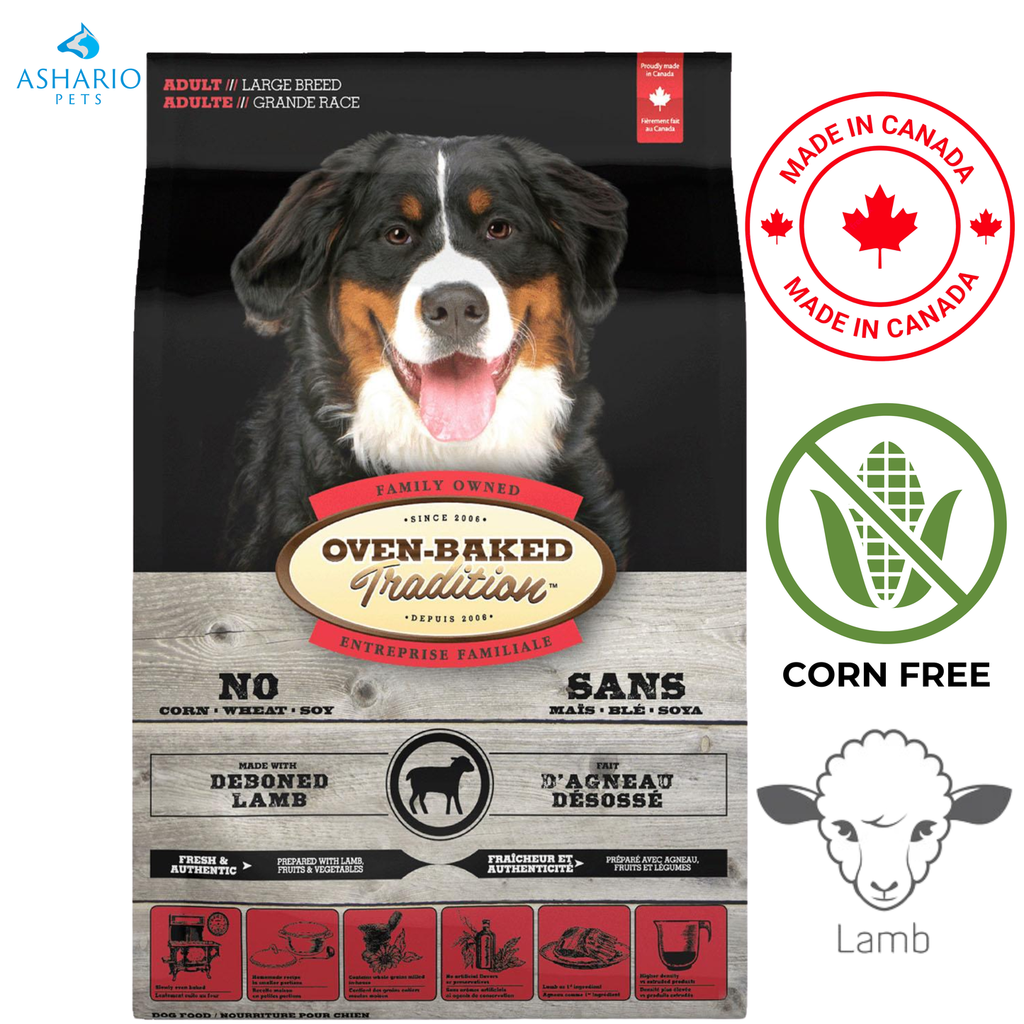 Oven-Baked Tradition - Croquettes pour chiens adultes de grande race à l'agneau - 25 lb