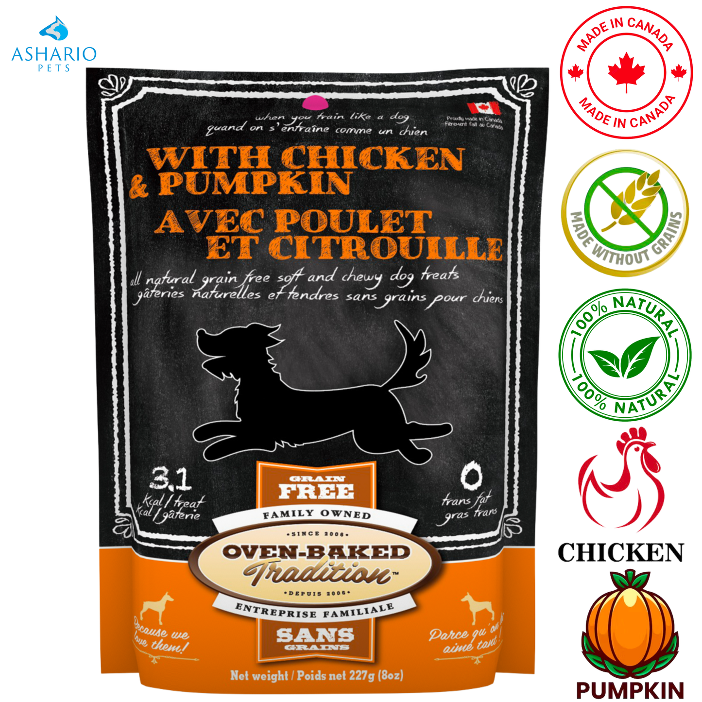 Tradition au four – Friandises pour chiens au poulet et à la citrouille, moelleuses et moelleuses – 227 g