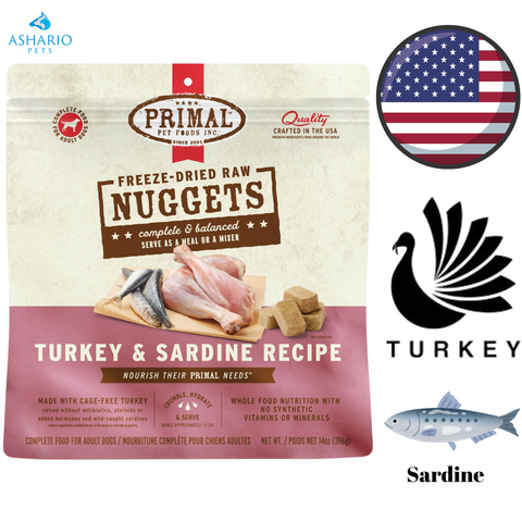 Primal - Turkey & Sardine Nuggets Freeze Dried Dog Food