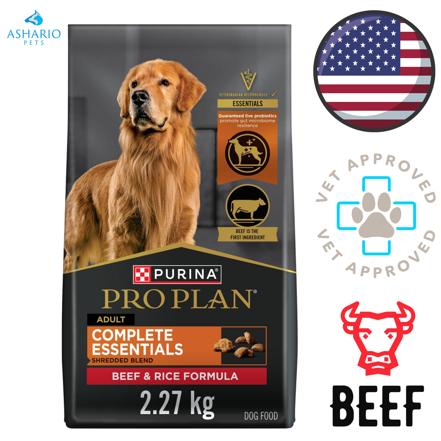 Purina - Pro Plan Complete Essentials Shredded Blend Beef & Rice Dry Dog Food — main