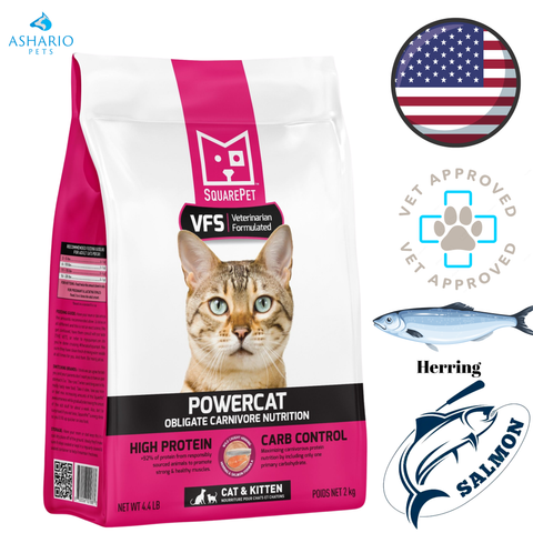 SquarePet - 猫用鲱鱼和鲑鱼干猫粮 - 4.4 磅