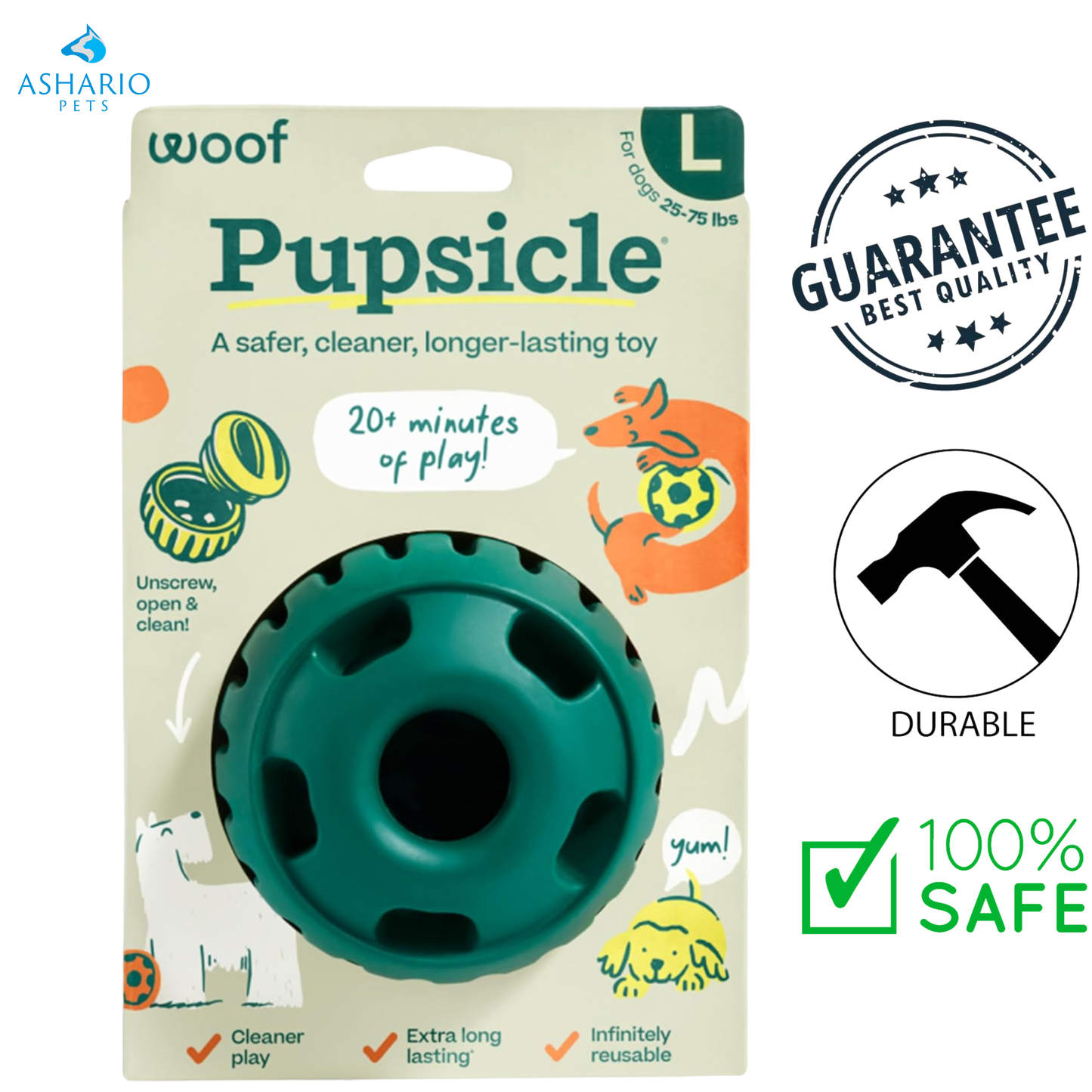 Woof - Pupsicle Green Dog Toy — view 2