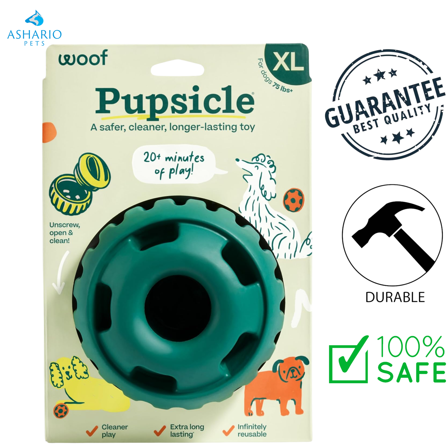 Woof - Pupsicle Green Dog Toy — view 3