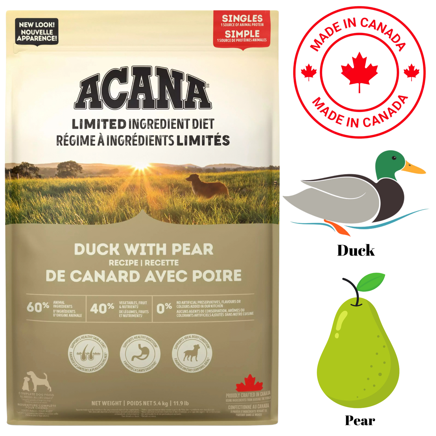 Acana - Croquettes pour chiens au canard et à la poire, ingrédients limités