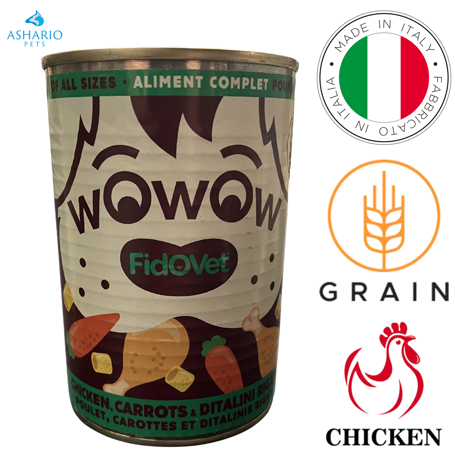 FidoVet - Wowow Chicken, Carrots & Ditalini Rigati Canned Dog Food — main