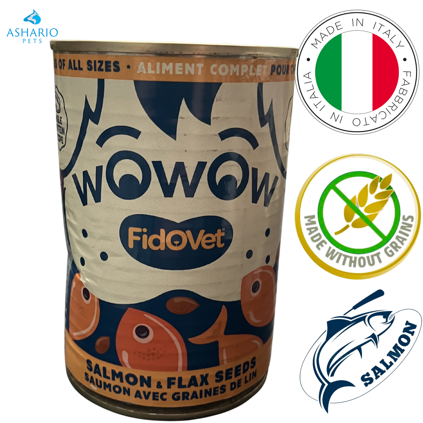 FidoVet - Wowow Salmon & Flax Seeds Canned Dog Food