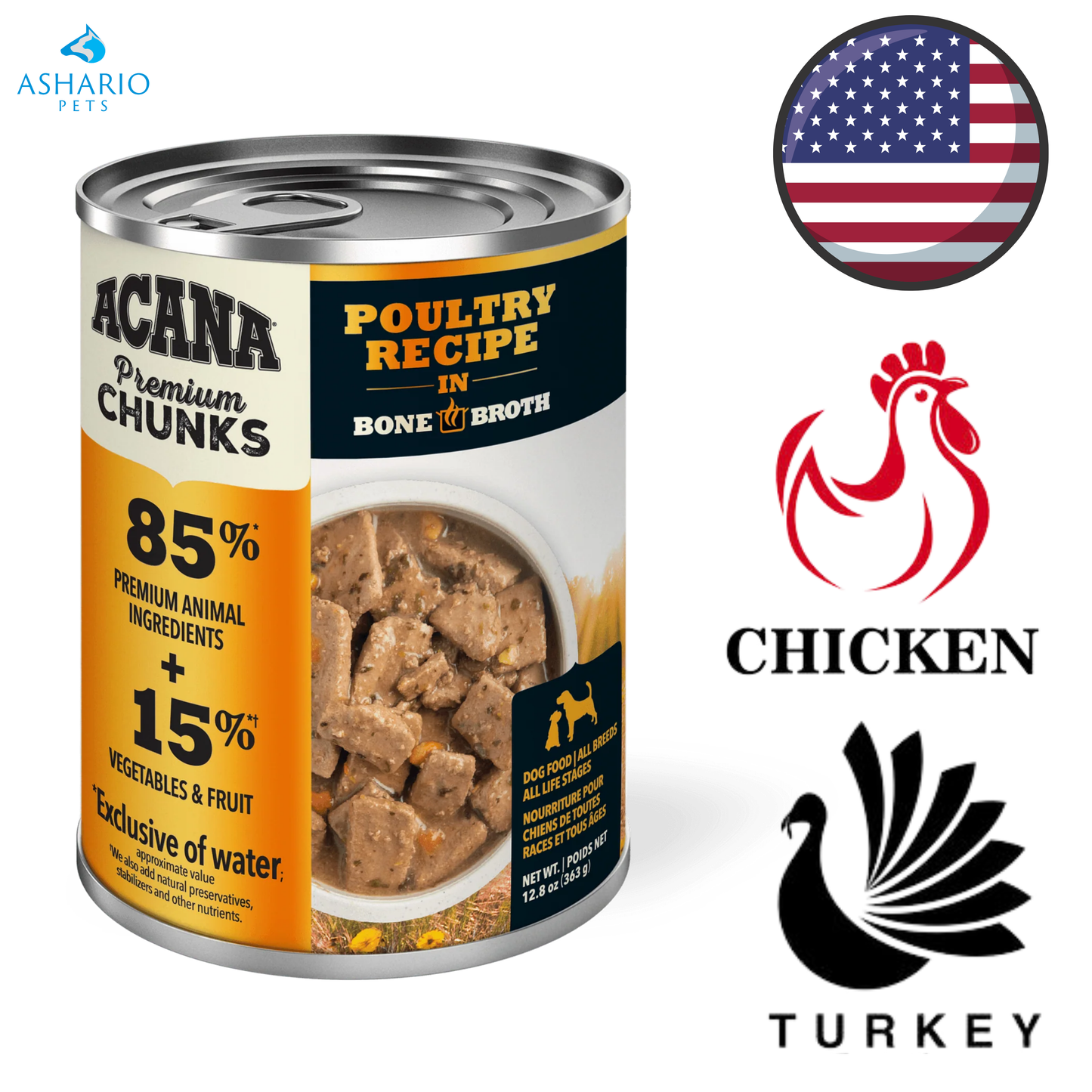 Acana - Nourriture en conserve pour chiens à la volaille dans un bouillon d'os - 12,8 oz