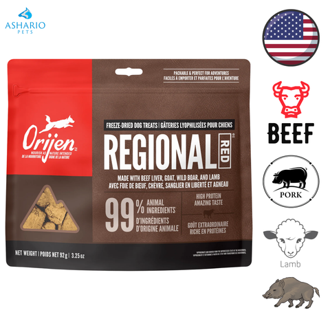 Orijen - Friandises lyophilisées pour chiens rouges régionaux - 92 grammes