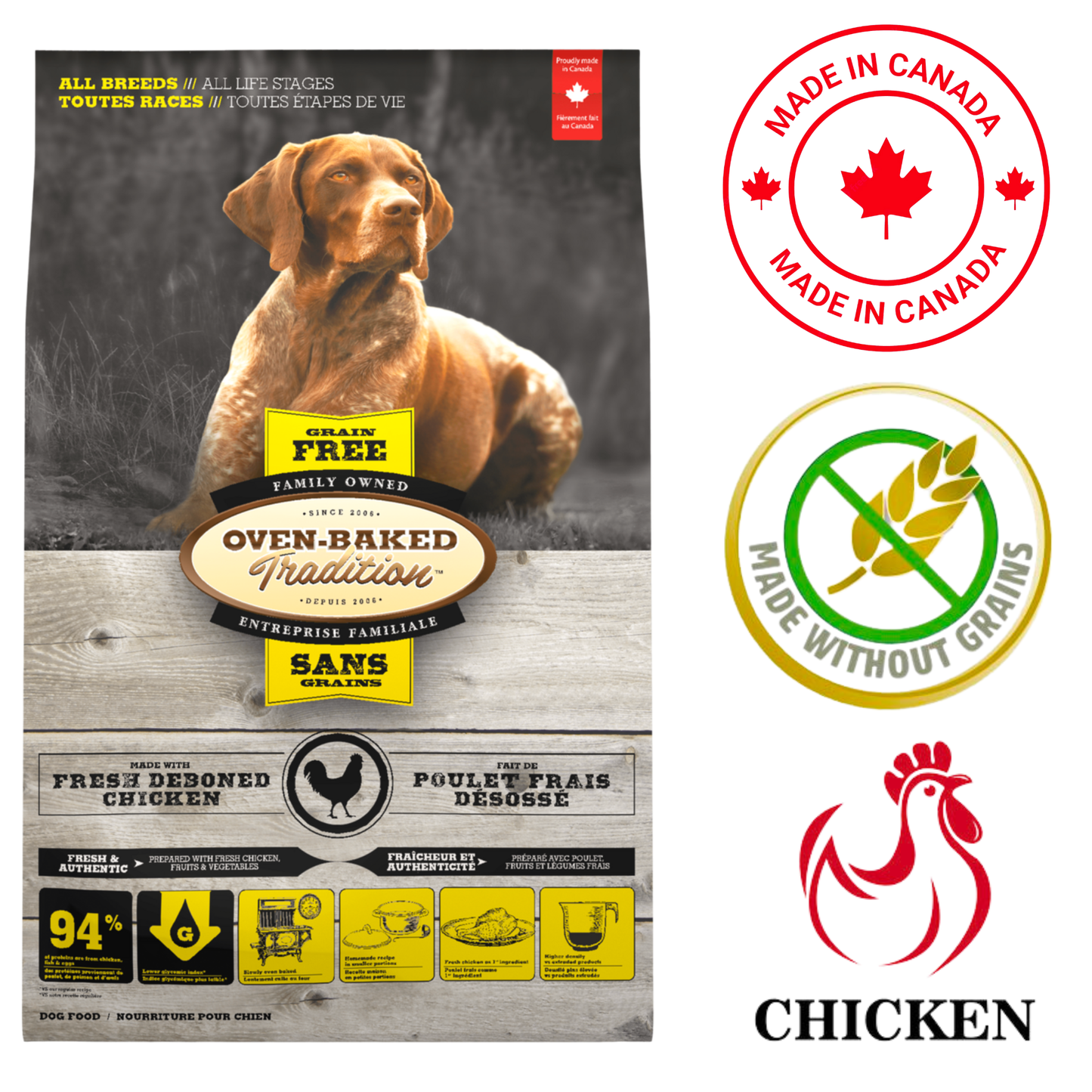 Oven-Baked Tradition - 所有犬种所有生命阶段无谷物鸡肉干狗粮 - 5 磅