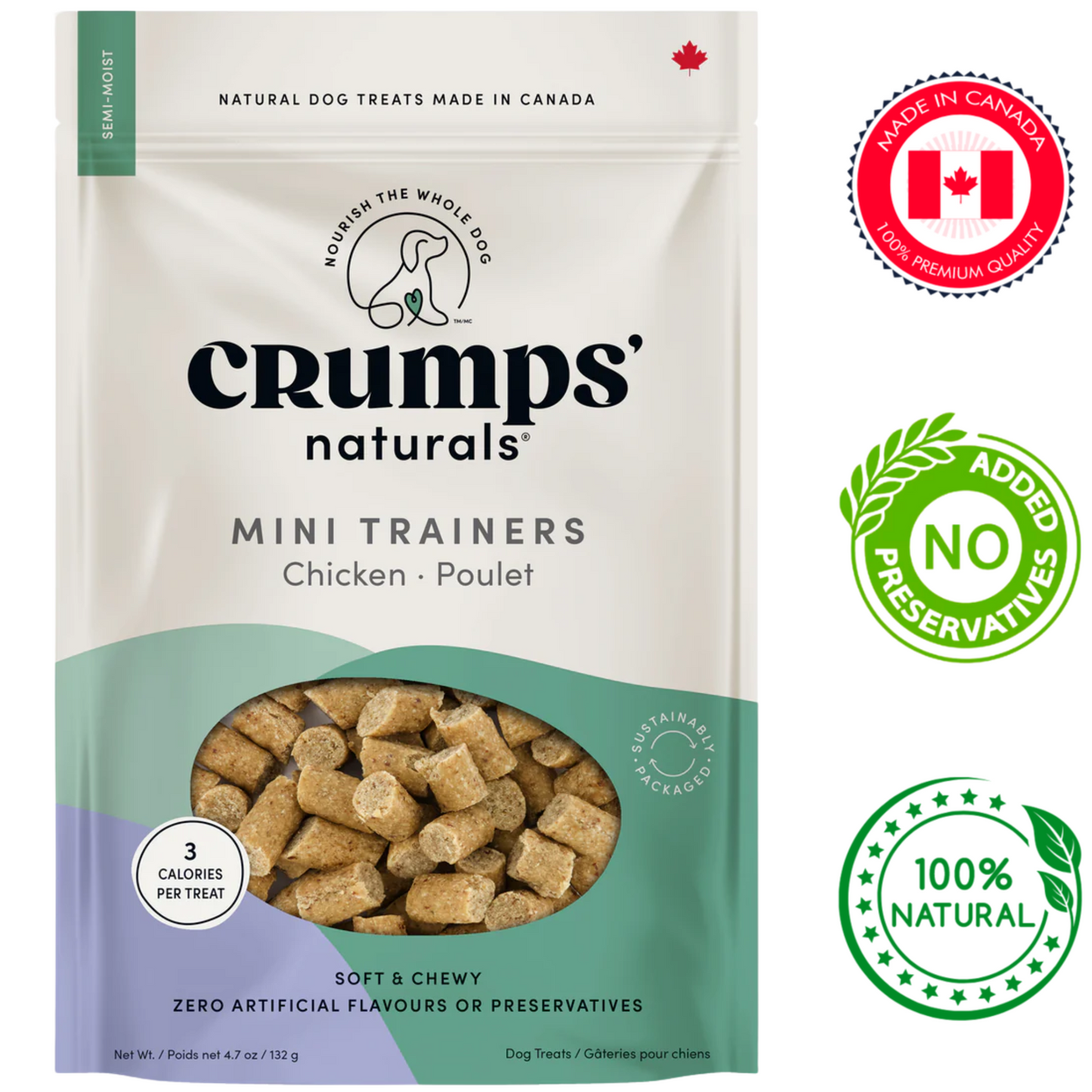 Crumps' Natural - Semi Moist Mini Trainers Chicken Dog Treats - 132 Grams