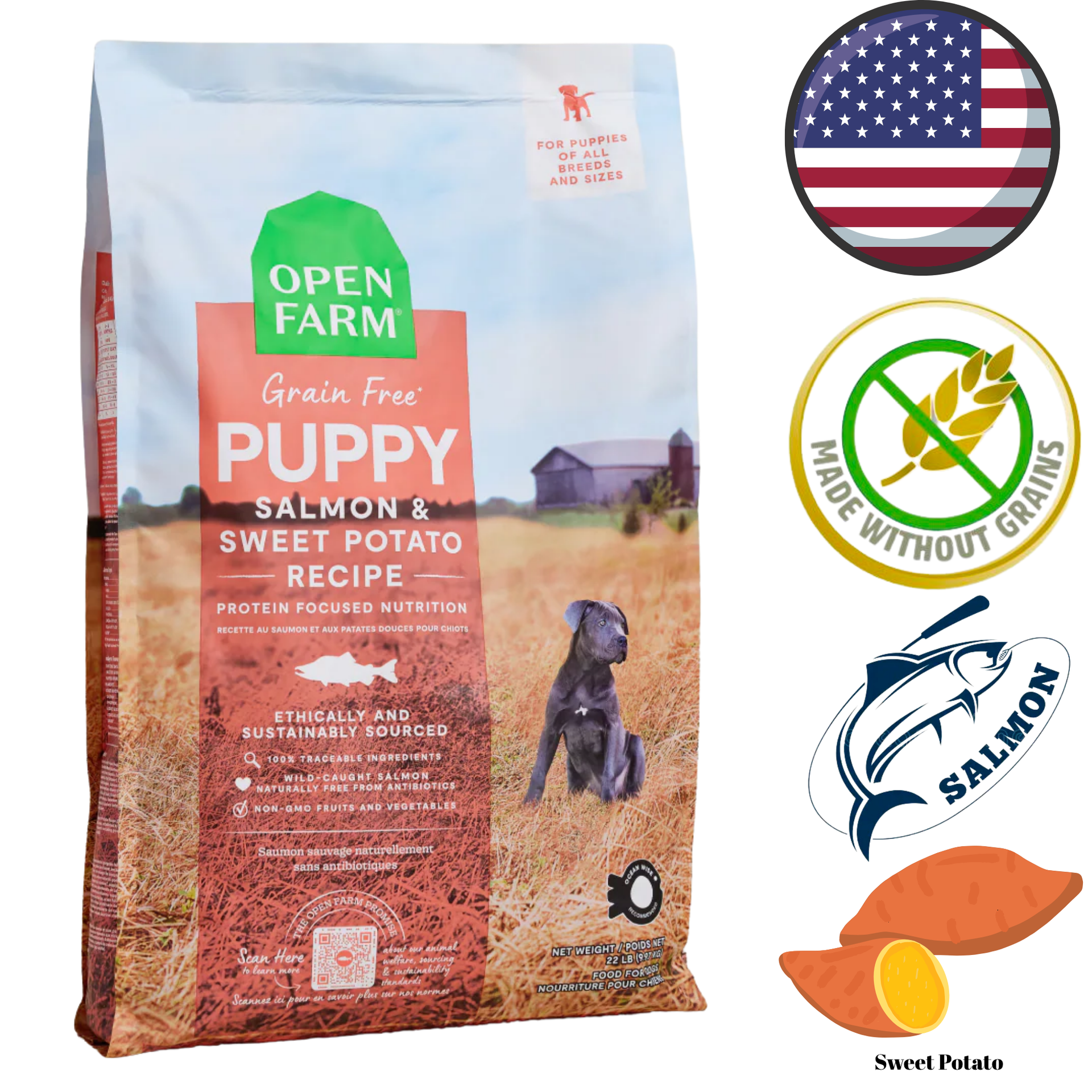 Open Farm Grain Free Salmon Sweet Potato Puppy Dry Dog Food