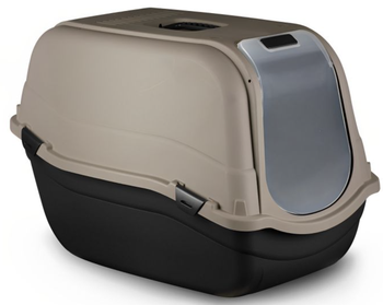 grey and Black Bergamo Litter Box Romeo With Top Maxi - Modern design cat litter box with non-slip feet, perfect for any home