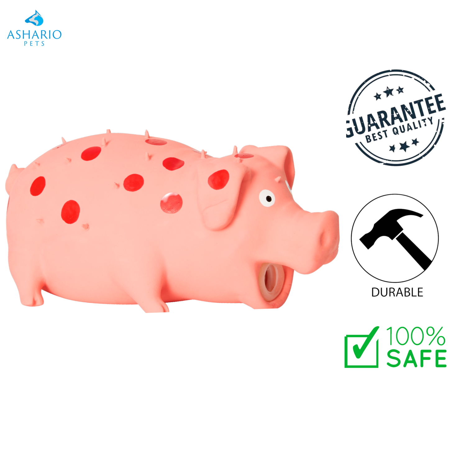 BuD'z - Chien couineur en latex rose à pois