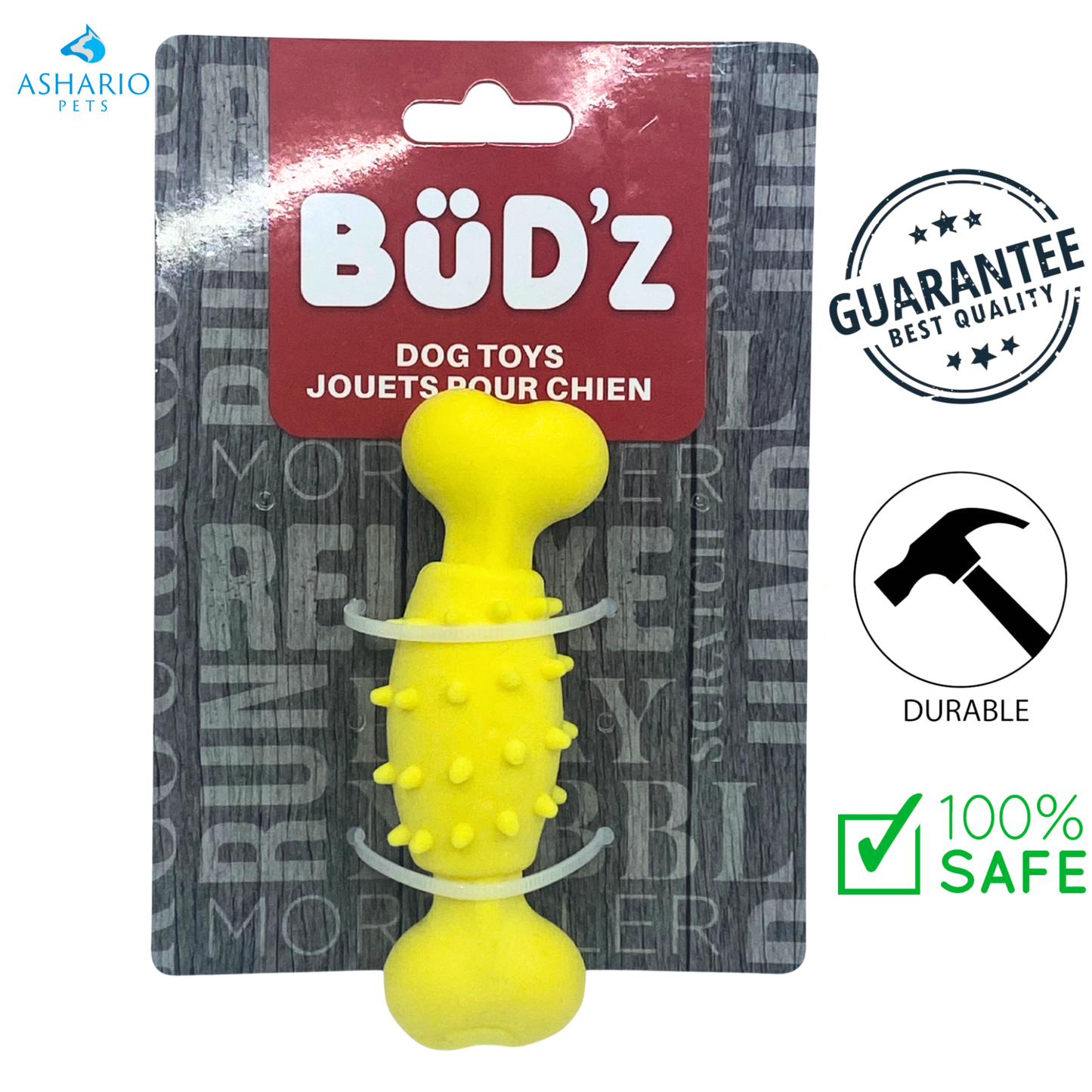 BuD'z - 橡胶泡沫骨头 - 黄色