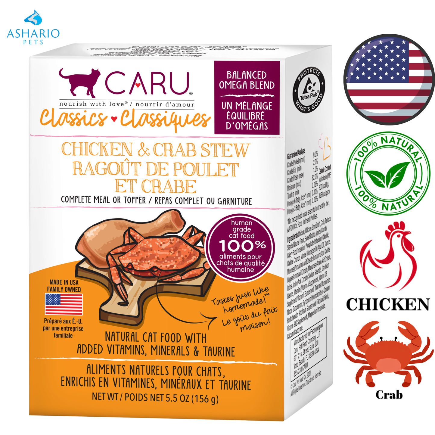 Caru - 经典猫用鸡肉蟹肉炖菜 - 6 盎司