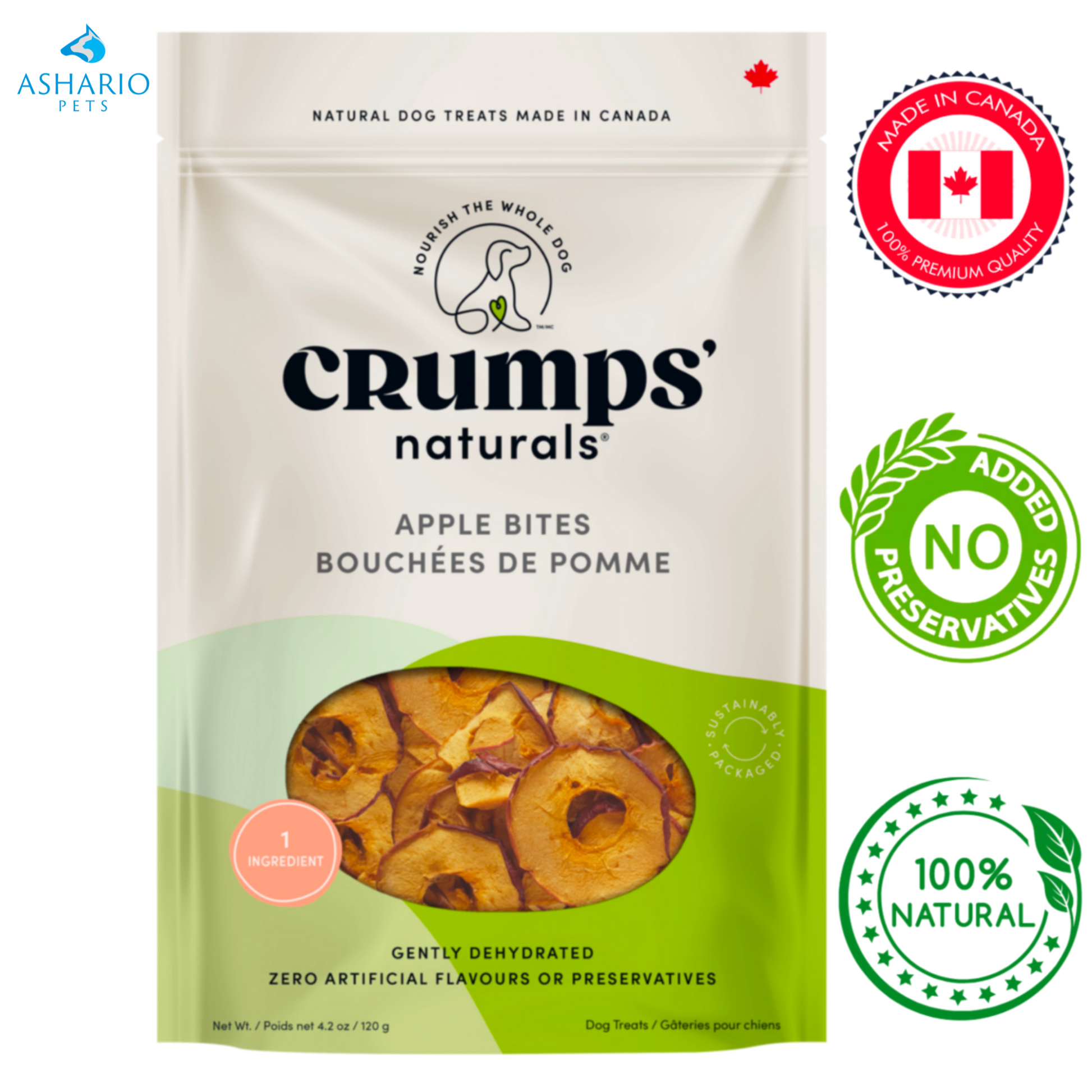 Crumps' Natural - Dehydrated Apple Bite Dog Treats — main