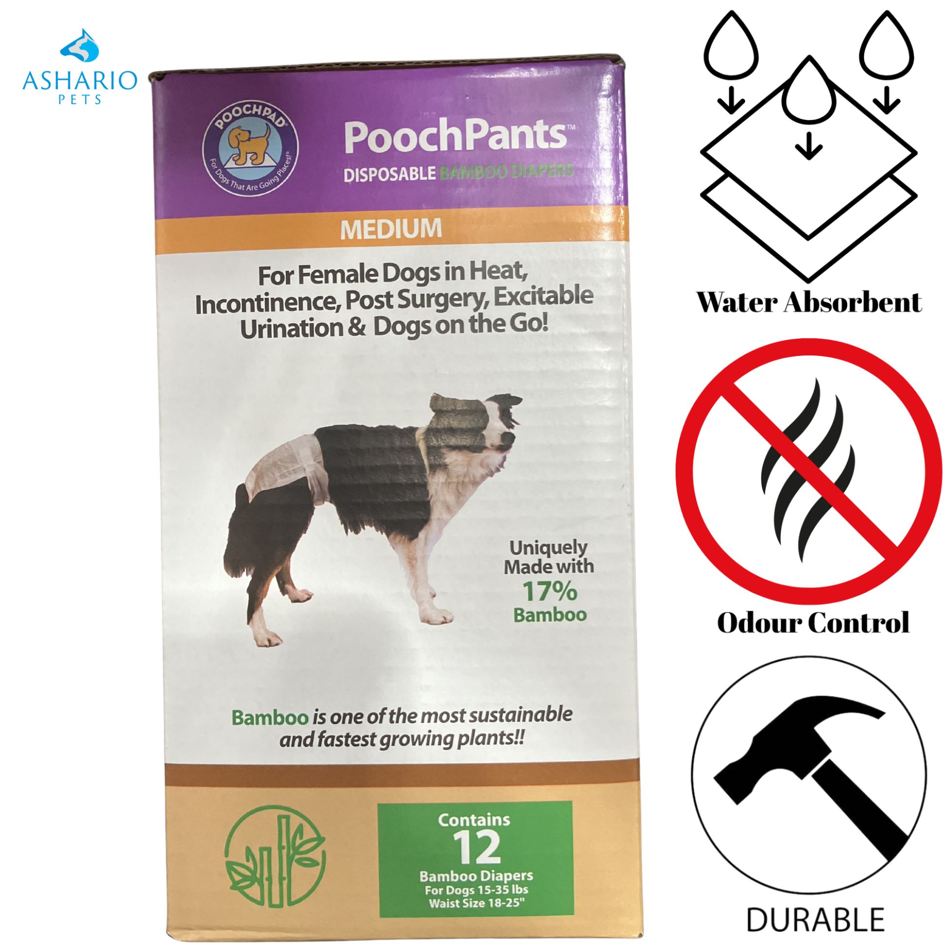 PoochPants - Sustainable Bamboo Disposable Dog Diapers — view 3