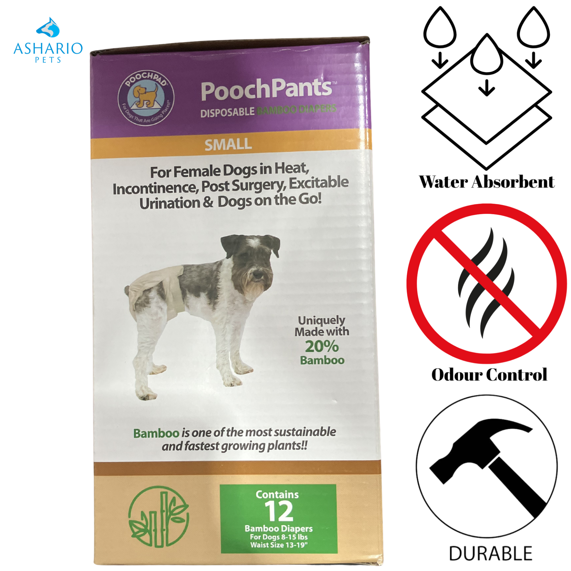 PoochPants - Sustainable Bamboo Disposable Dog Diapers — view 2