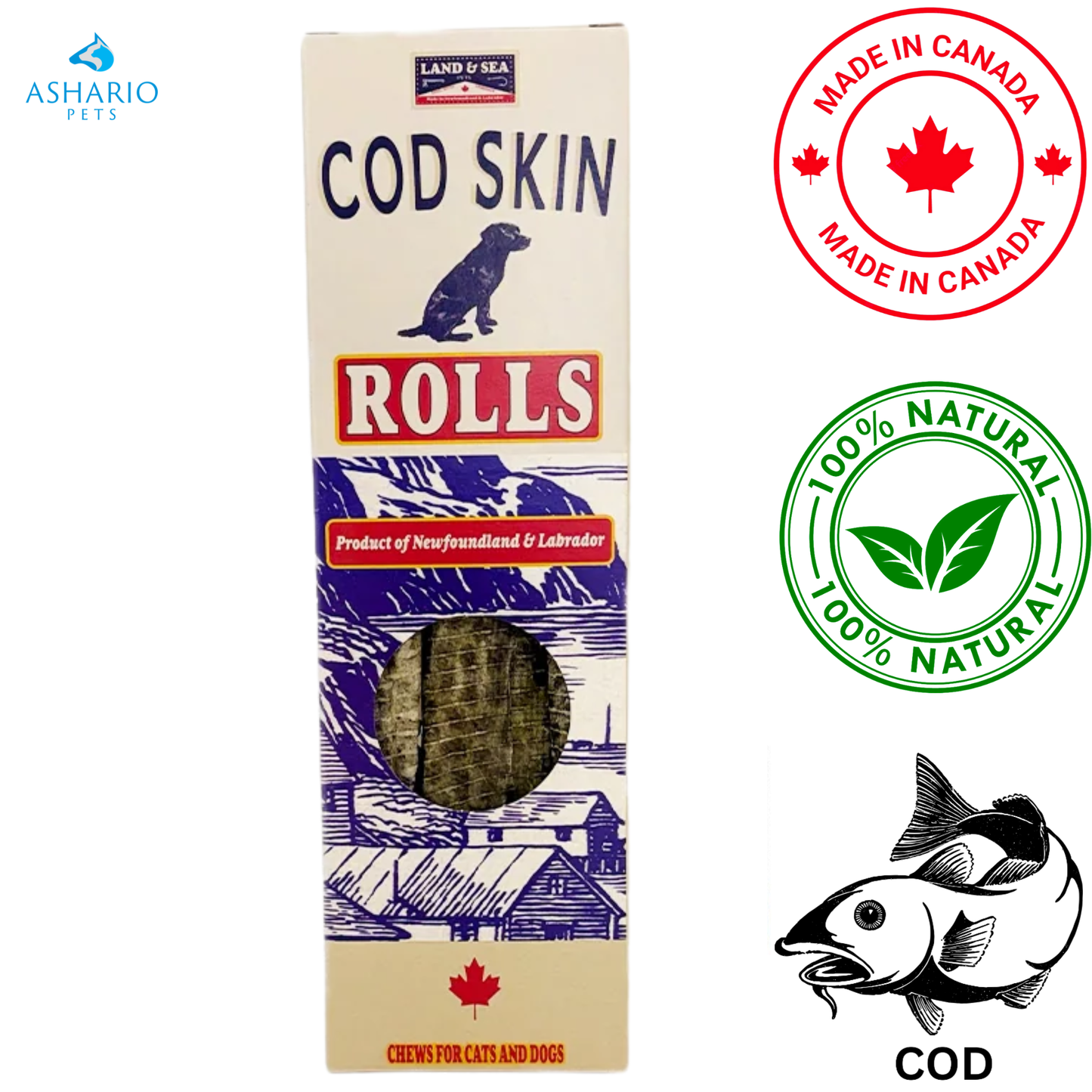 Land & Sea - Cod Skin Rolls Dog Treats