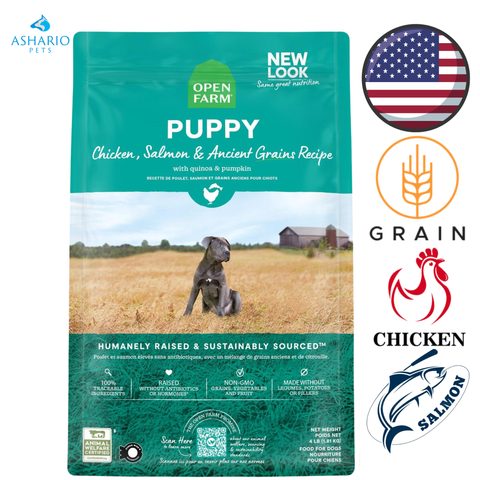 Open Farm - 鸡肉和鲑鱼古谷物幼犬干粮 - 4磅