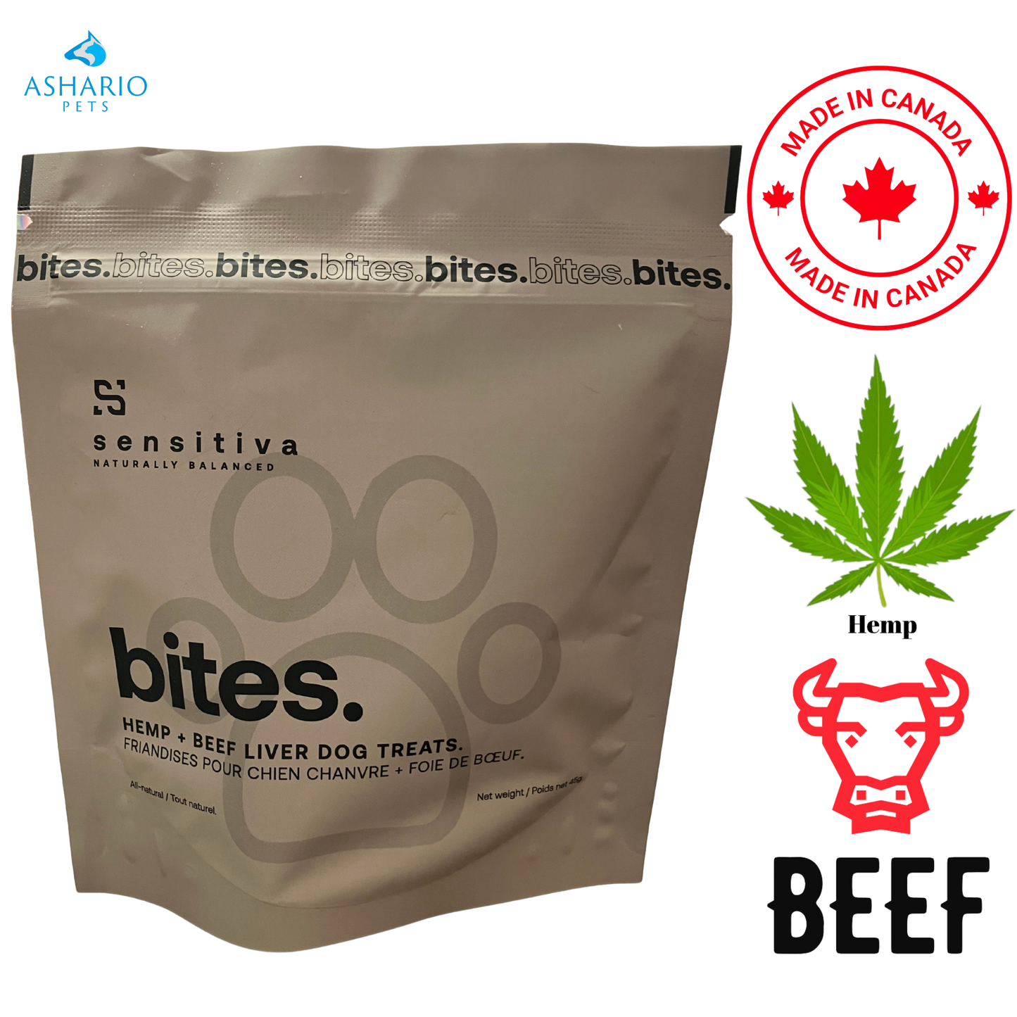 Sensitiva - Bites Beef Liver + Hemp Dog Treats