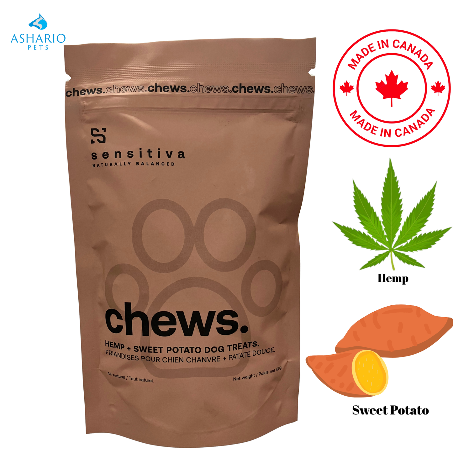 Sensitiva - Chews Sweet Potato + Hemp Dog Treats
