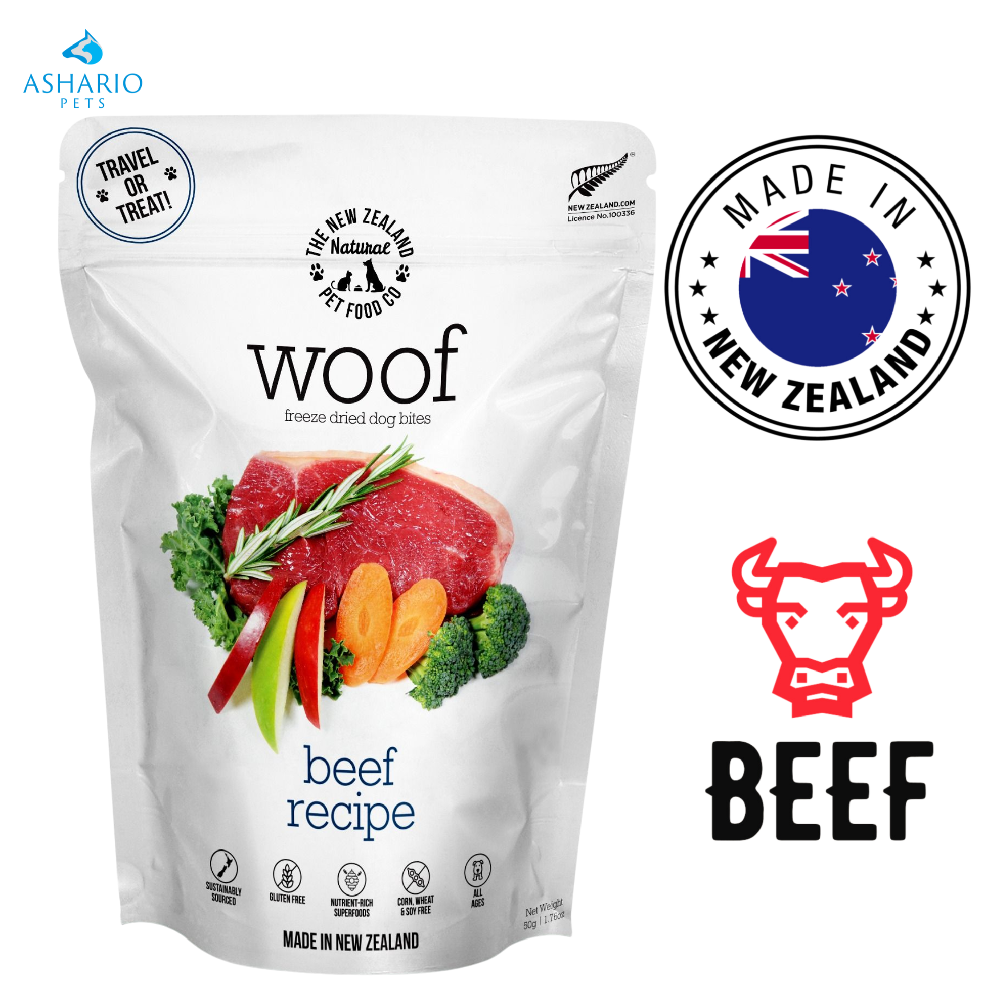 NZPF Woof - Beef Freeze Dried Dog Treats — main