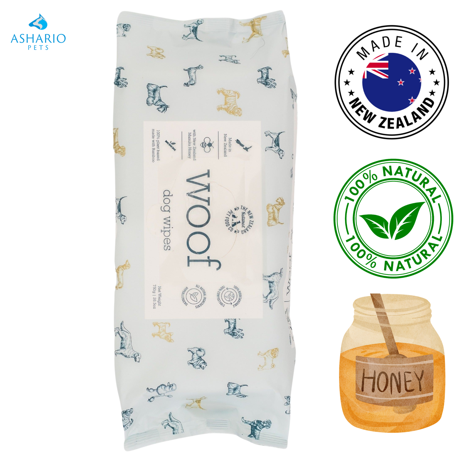 NZPF Woof - Manuka Honey Dog Wipes — main