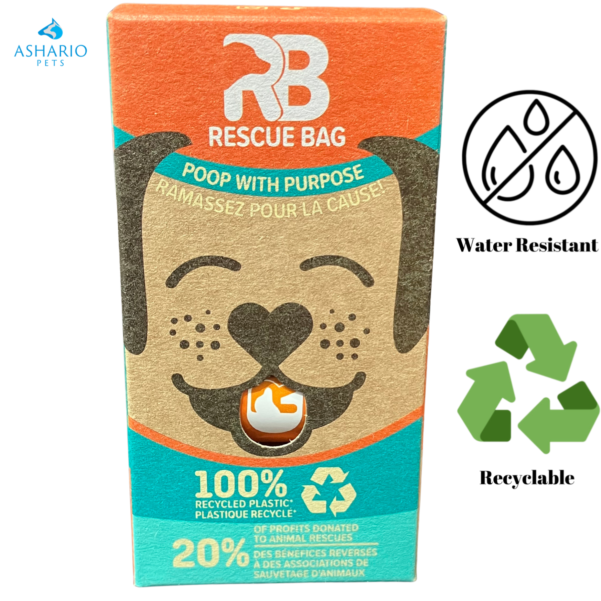 Rescue Bag - Unscented Recycled Plastic Poop Bags