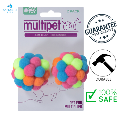 Multipet - Pompom Ball With Rattle Cat Toy