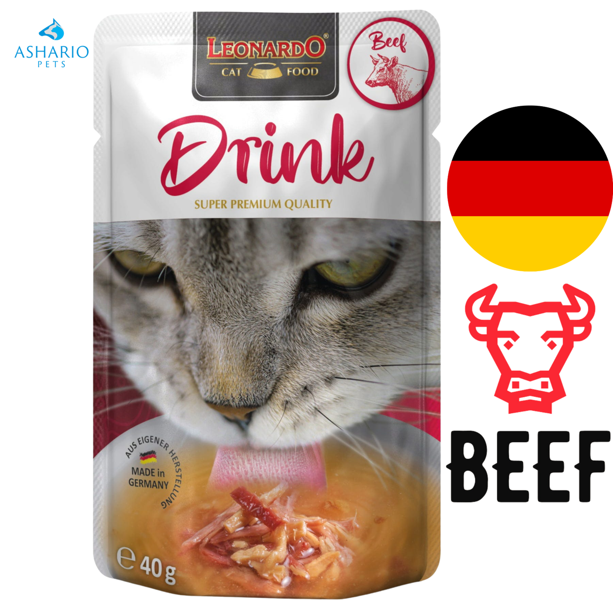 Leonardo - Drink Beef Wet Cat Food Pouch