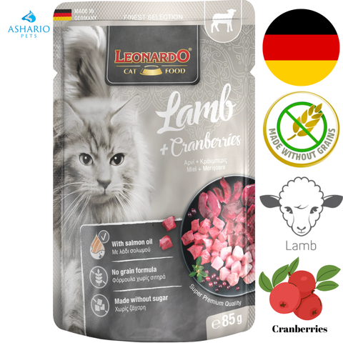 Leonardo - Finest Selection Lamb & Cranberries Wet Cat Food Pouch