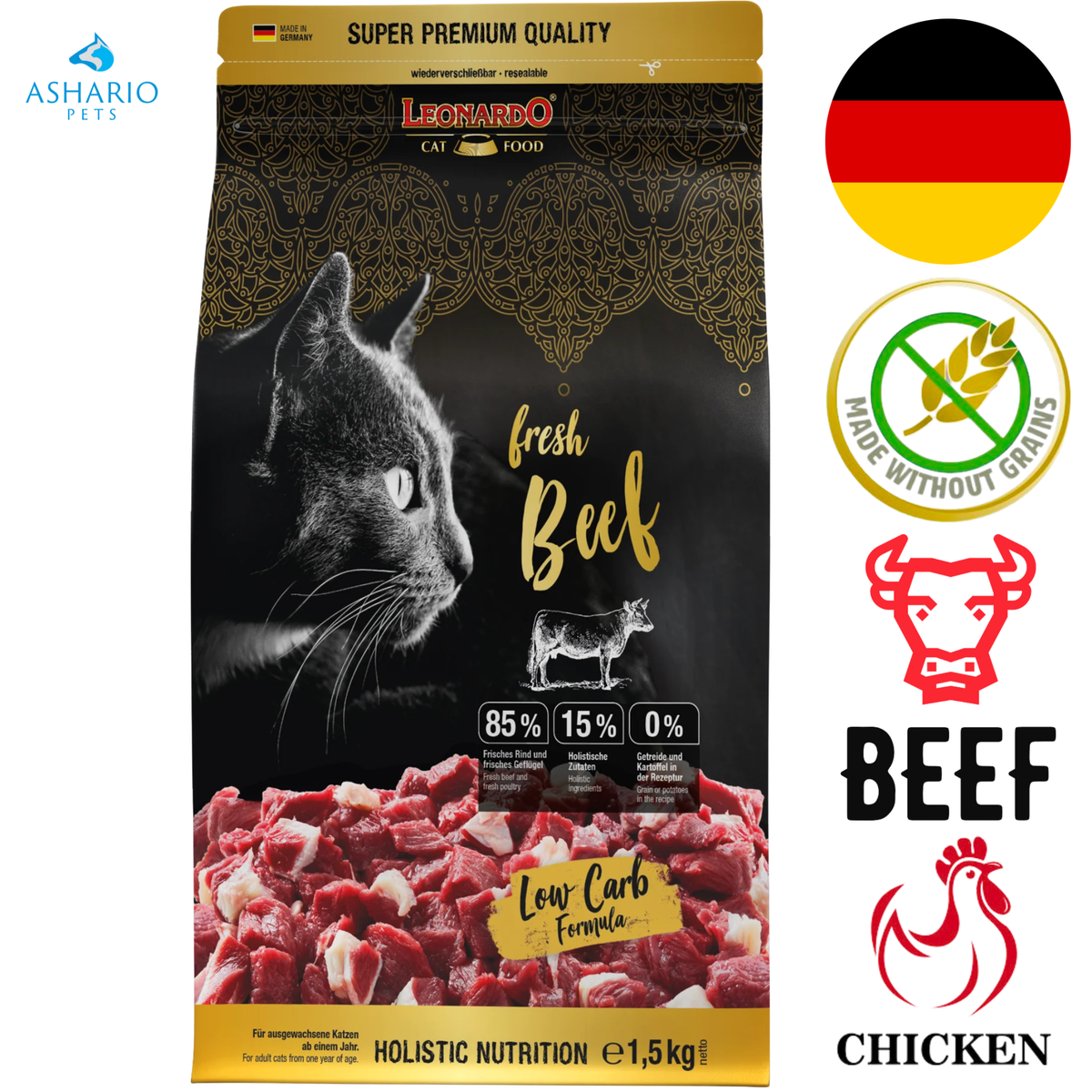 Leonardo - Grain Free Fresh Beef & Poultry Dry Cat Food