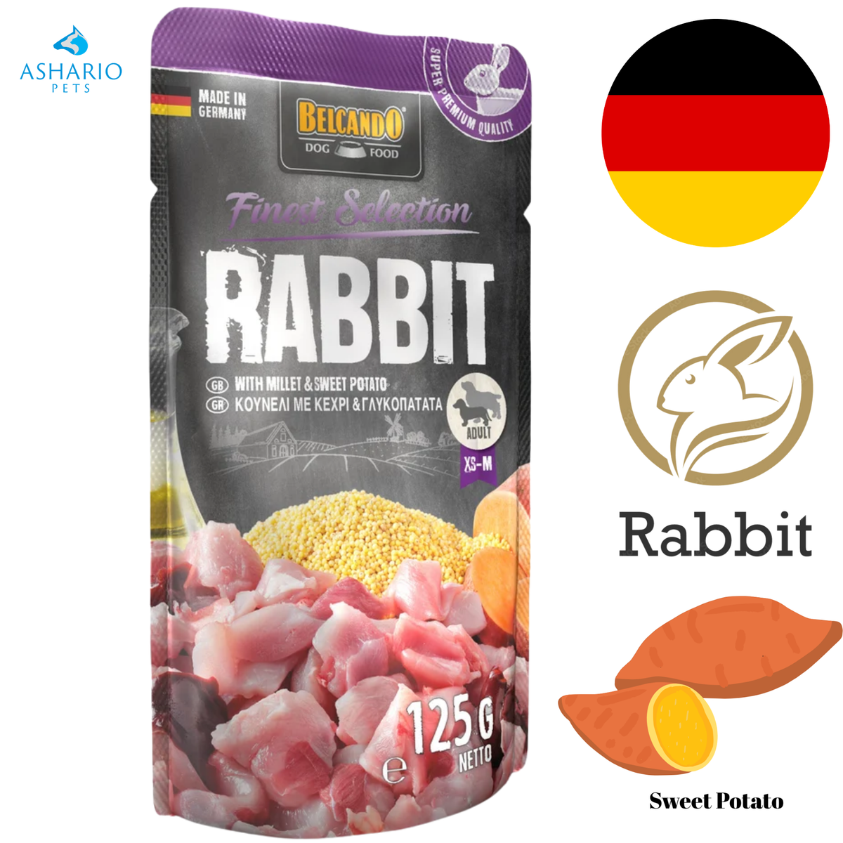 Belcando - Finest Selection Rabbit With Millet & Sweet Potato Wet Dog Food Pouch