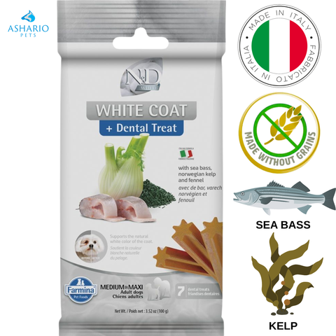 Farmina - White Coat Sea Bass & Kelp Medium & Maxi Dental Dog Treats