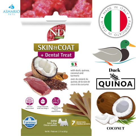 Farmina - Skin & Coat Duck & Quinoa Adult Mini Dental Dog Treats