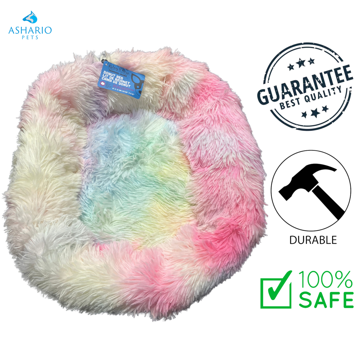 Riley & Rex - Removable Stuffing Non-Slip Donut Bed - 24 Inch