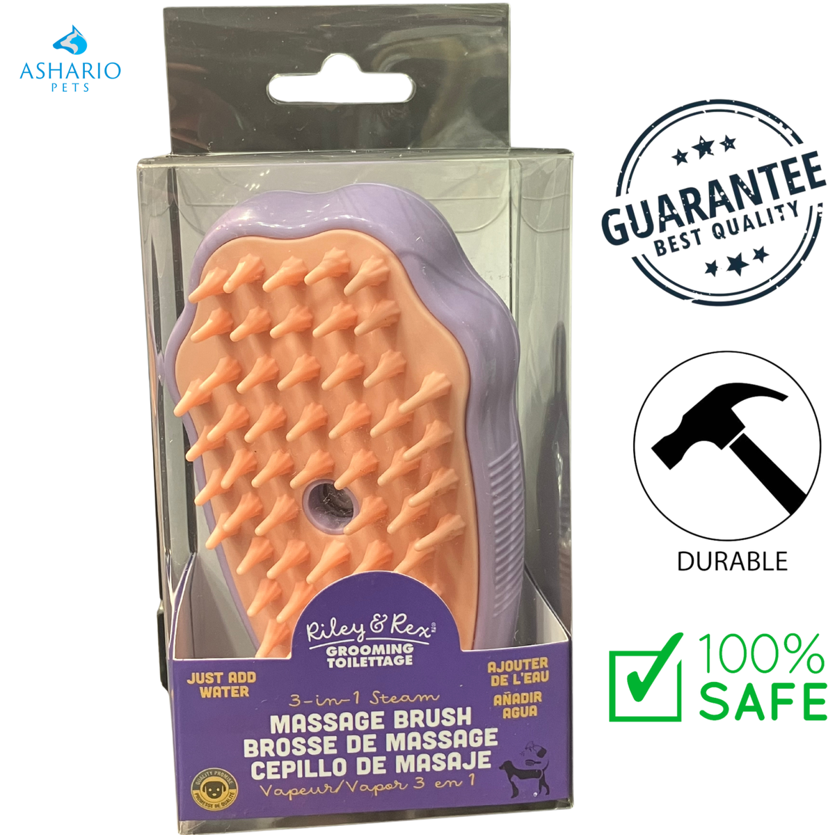 Riley & Rex - 3 In 1 Steamy Spray Massage Grooming Brush