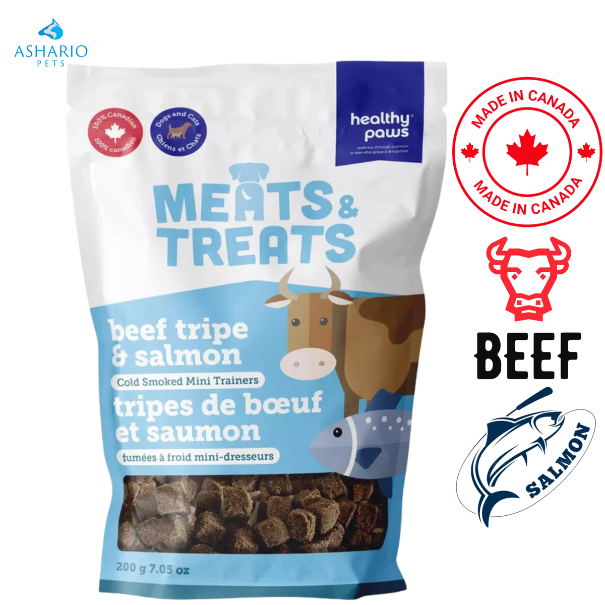 Healthy Paws - Cold Smoked Beef Tripe & Salmon Dog Treats