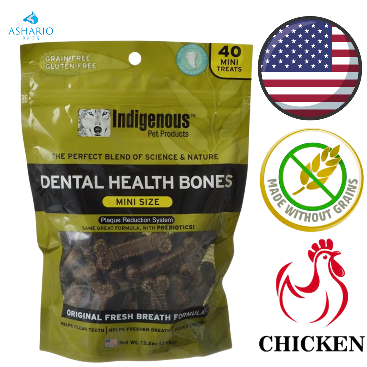 Indigenous Pet - Bones pour la santé dentaire MINI Original Fresh Breath Dog Treats