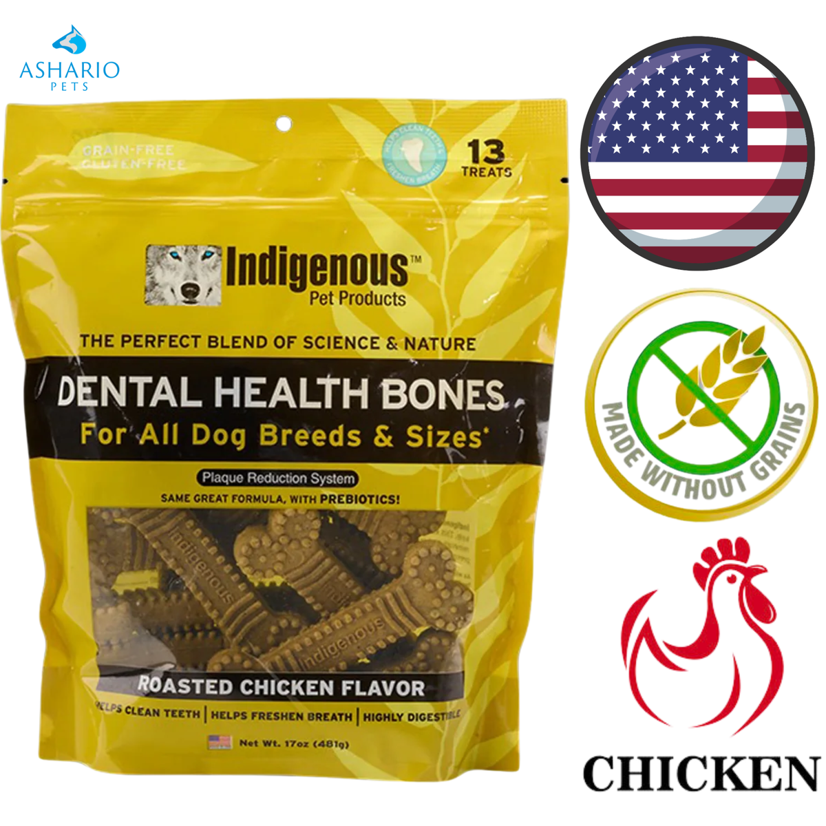 Indigenous Pet - Roasted Chicken Dental Health Bones Dog Treats