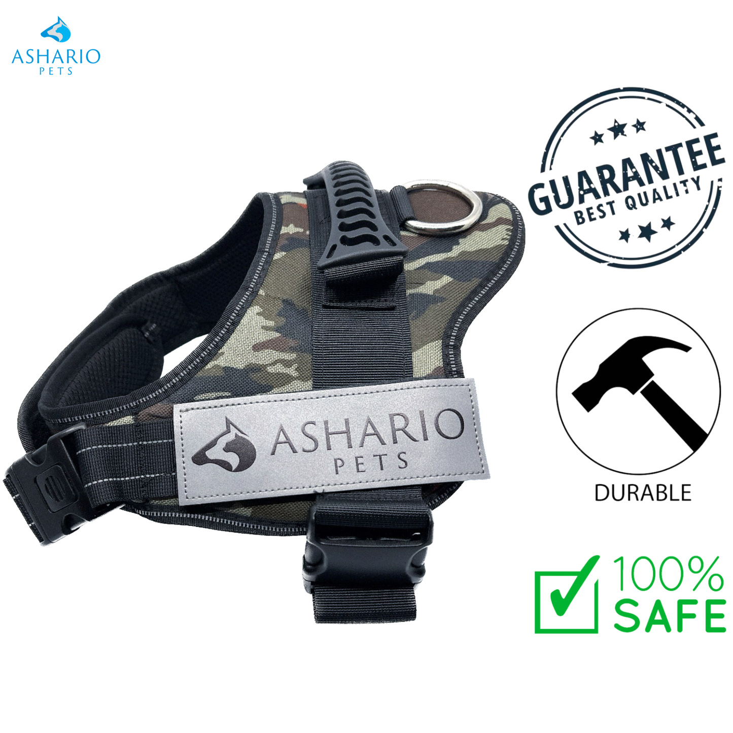 Harnais réfléchissant anti-traction « TactiHarness » d'Ashario Pets - S
