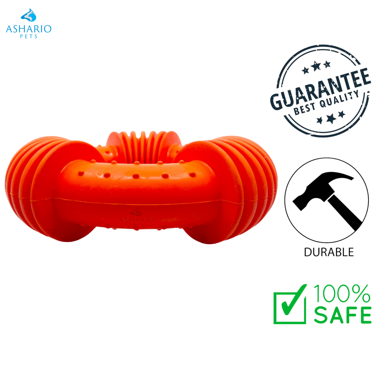 Ashario Pets - Jouet distributeur - Anneau de nettoyage des dents - Grand